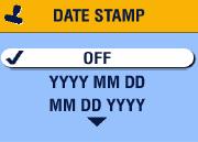 DATA NA ZDJĘCIACH Użyj funkcji Datownik (Date Stamp) do naniesienia daty na zdjęciu. 1. Upewnij się, że data w aparacie jest ustawiona poprawnie. 2. W trybie Auto, naciśnij przycisk Menu. 3.