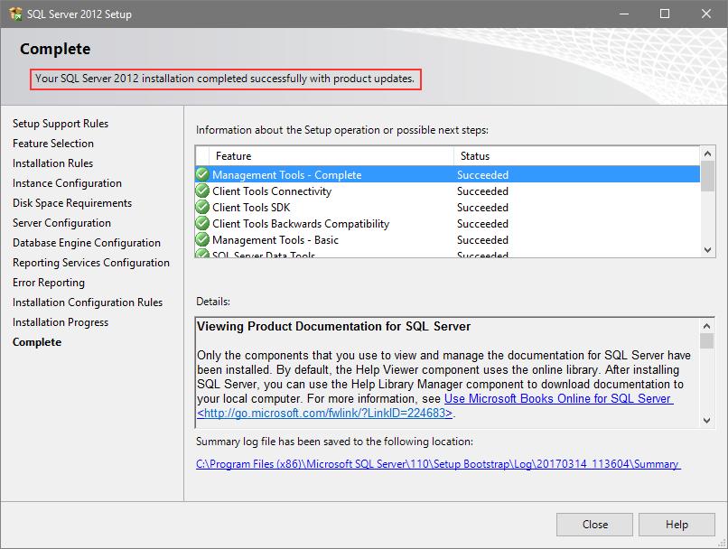 Instalacja i konfiguracja Microsoft SQL Server 2012 Express 10/13 Proces instalacji może trwać dosyć długo, nawet kilkadziesiąt minut. Postęp instalacji możesz obserwować. 15.