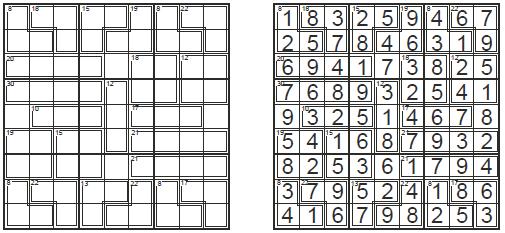 KILLER SUDOKU Obowiązują zasady klasycznego sudoku.