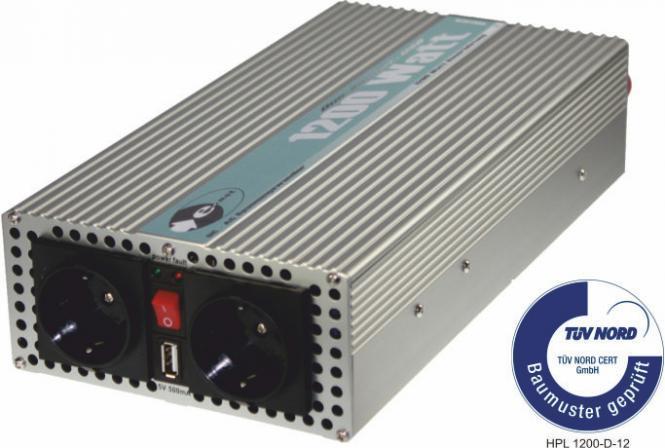 Przetwornica 12 V DC/230 V AC 50 Hz - moc trwała 1.200 W, moc maksymalna 2.