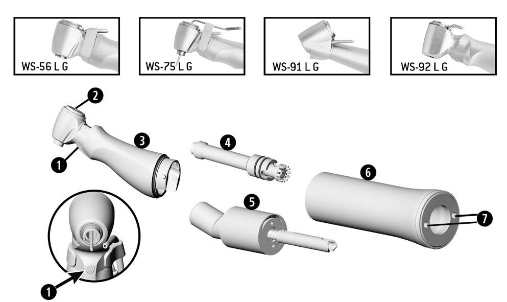 3. Opis produktu WS-56 L G, WS-75 L G, WS-91 L G, WS-92 L G Dioda LED Przycisk Główką kątnicy* Napęd Łącznik kolanowy (z generatorem)
