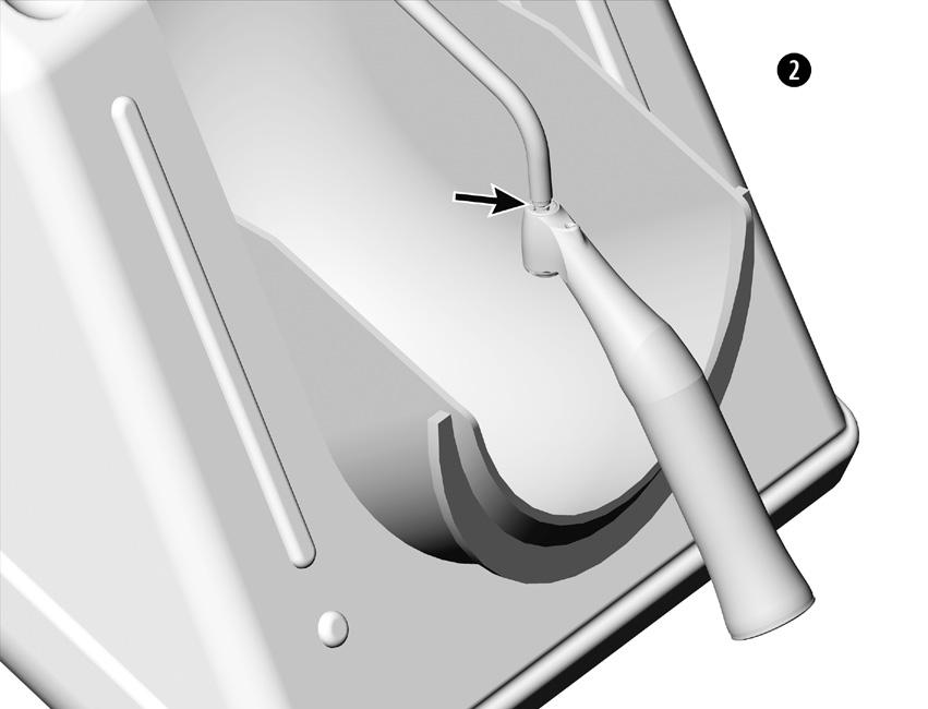 42 Wyłącznie w urządzeniu W&H Assistina 301 > Założyć adapter REF 02693000 na element napędowy urządzenia. Otwór wylotowy powinien być skierowany w dół.