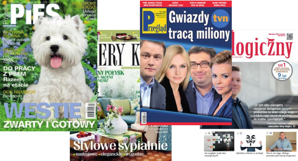 Prasa 4 tytuły prasowe 5 publikacji na temat uporczywego drapania u psów i alergii z logotypami partnerów Reklamy prasowe: Rynek Zoologiczny x 2: listopad grudzień 2016 r.; nakład 7 tys.