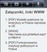 Okno z załącznikami i linkami WWW danego kursu W celu poprawy komfortu korzystania z kursu zaleca się zmaksymalizowanie okna z kursem.