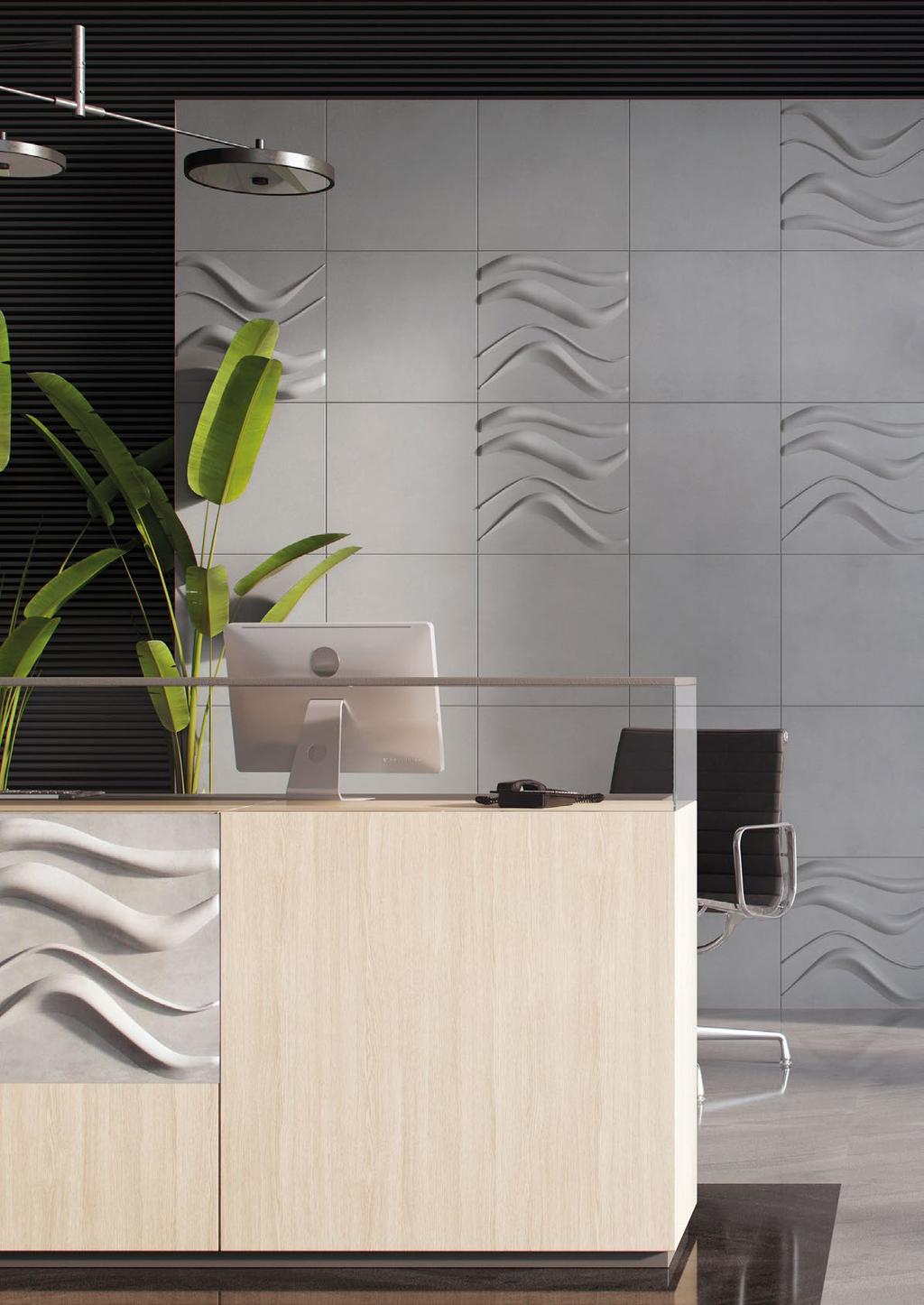 Płyty z kolekcji Beton wykonane są z betonu architektonicznego GRC. Beton architektoniczny jest materiałem naturalnym, na powierzchni którego mogą wystąpić nieregularne pustki i wżery.