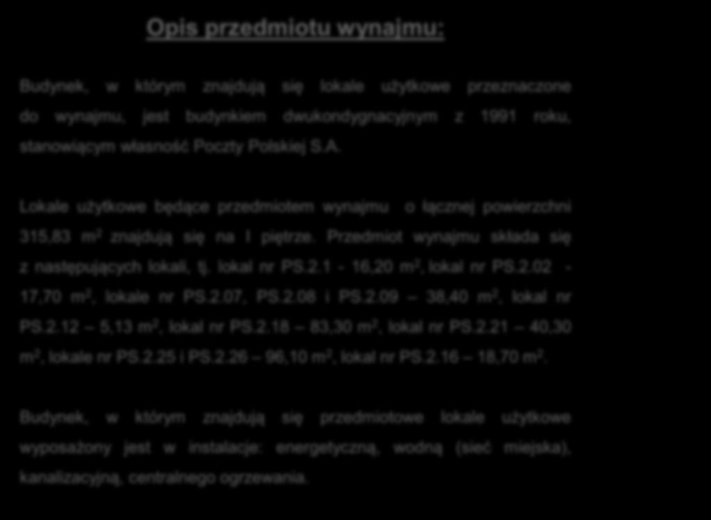 użytkowe przeznaczone do wynajmu, jest budynkiem