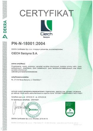 realizowane są zgodnie ze standardami określonymi przez Zintegrowany System Zarządzania PN-EN ISO 9001, PN-EN ISO 14001,
