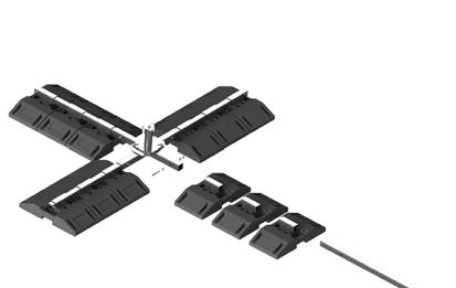 odpowiedniej nośności. Składa się z 12 elementów (odważników) oraz głównego krzyżaka z zamontowanym słupkiem PROTON I (300 mm).