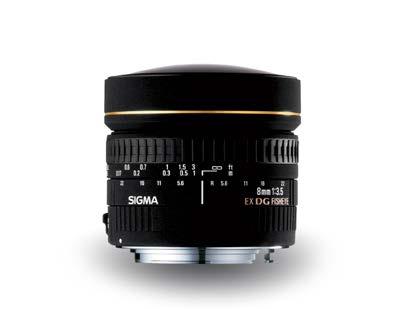 4 Obiektyw Sigma 8mm/F 3.5 Ogniskowa 8mm F3.5. Dystans minimalny 13.5cm.