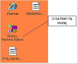 Załącznik 1 Instrukcja użytkowania programu Proficy Machine Editor Uruchomienie programu Proficy Machine Editor nastąpi po wybraniu ikony znajdującej się na pulpicie (Rys. A.