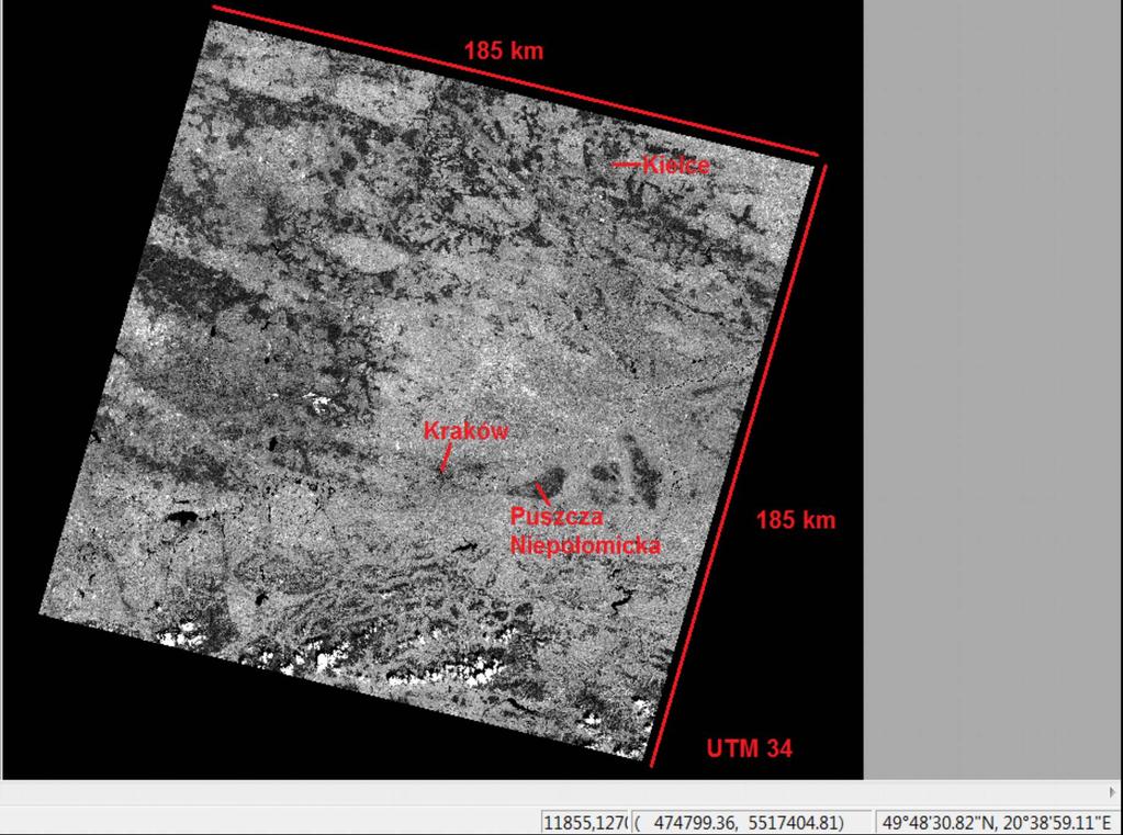 6. Digital image Landsat image has to be imported to ILWIS, then it can be displayed (Fig.14.