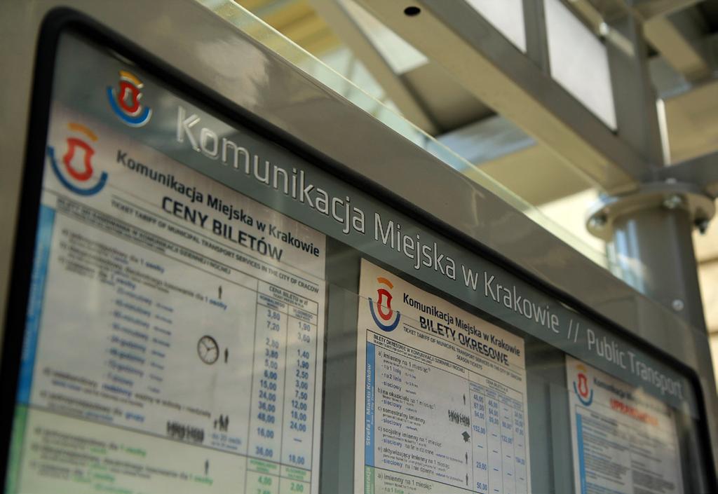Taryfa biletowa przejazd pojazdami Komunikacji Miejskiej w Krakowie jest płatny.