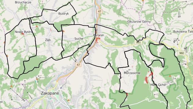 S t r o n a 53 Rysunek 22. Obszar rewitalizacji w gminie Poronin fragment Źródło: opracowanie własne Rysunek 23.