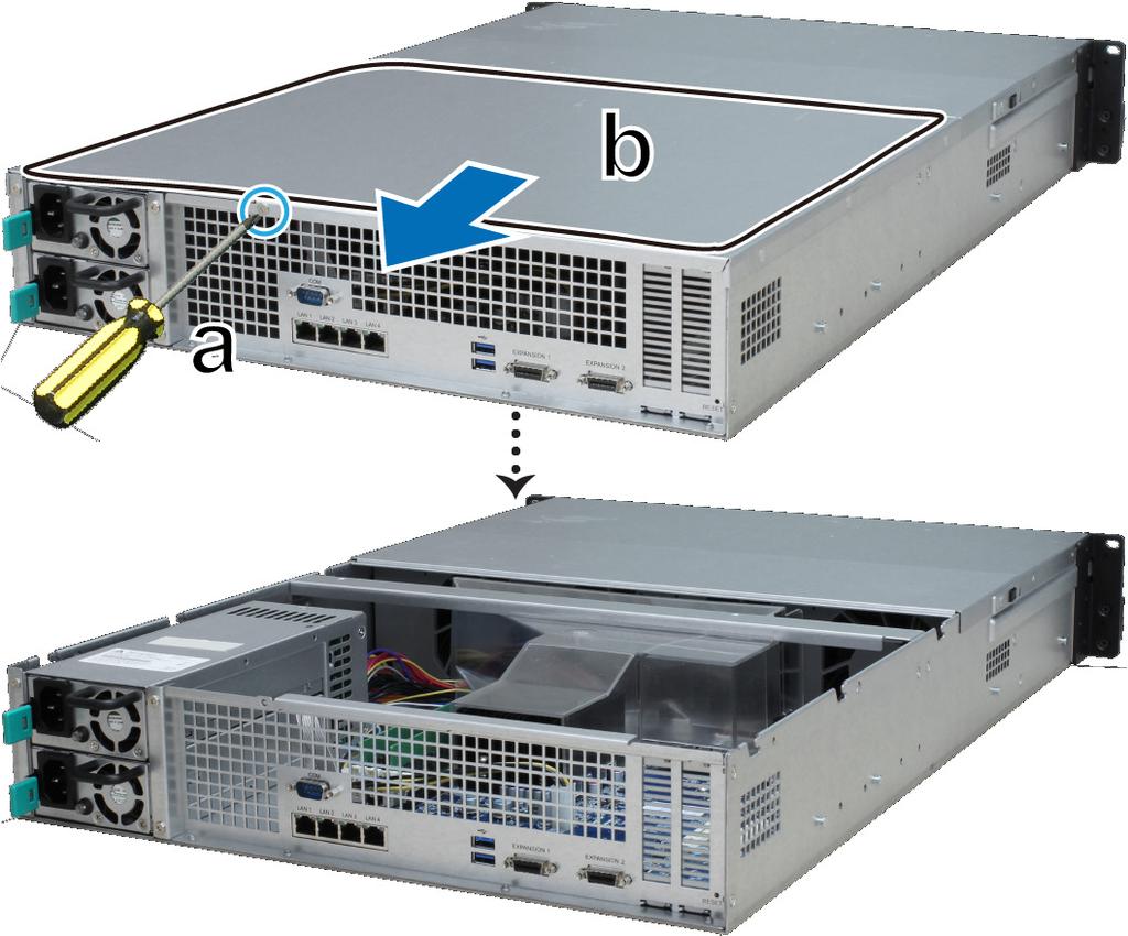 Dodawanie modułu pamięci RAM w serwerze RackStation Opcjonalny moduł Synology RAM jest zaprojektowany jako rozszerzenie pamięci dla serwera RackStation.