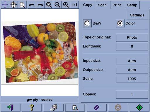 Możesz również nacisnąć przycisk Settings (Ustawienia) na karcie Copy (Kopiowanie) lub Scan (Skanowanie) i wybrać opcję automatycznego dopasowania.