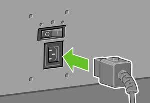 5. Podłącz kabel zasilający z tyłu drukarki, a następnie podłącz jego drugi koniec do gniazda sieci elektrycznej prądu