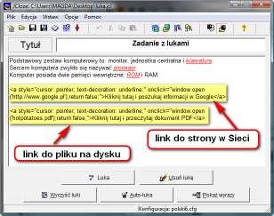 zawartością, Cellspacing to odstępy między komórkami tabeli (w pikselach), Ramka to grubość krawędzi (gdy =0 tabela nie ma krawędzi). Warto określić szerokość tabeli w %.