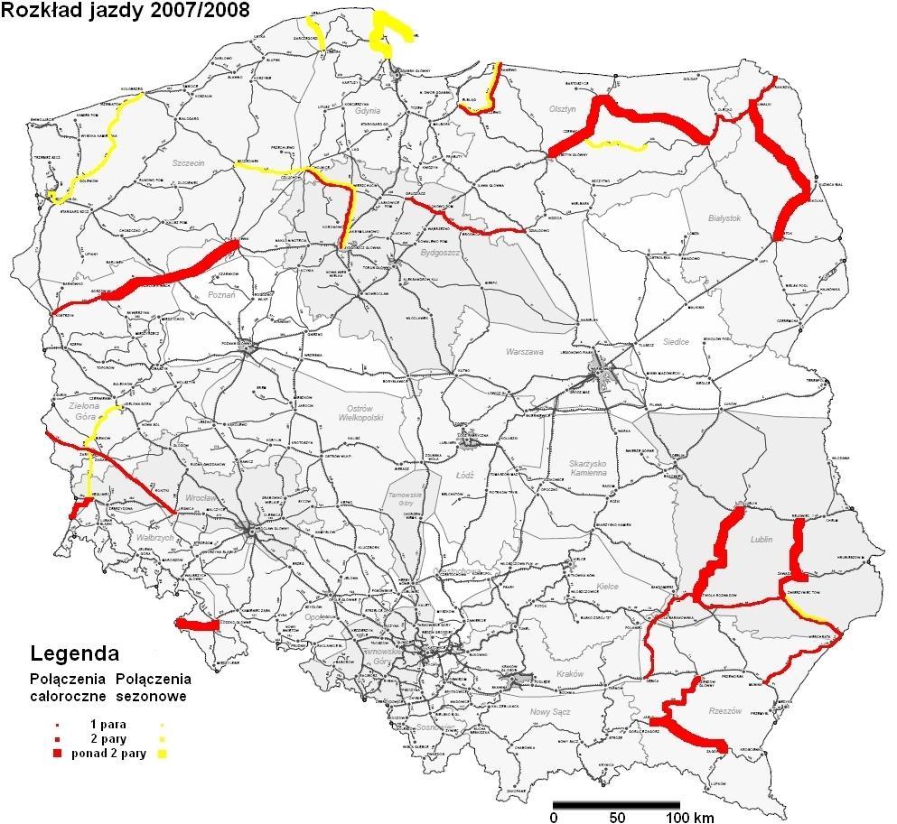 szczególnie dotkliwie odbiło się na połączeniach dalekobieżnych na liniach niezelektryfikowanych.