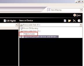 Przenoszenie cyfrowej muzyki do urządzenia Aby móc przy pomocy programu Windows Media Player wykorzystać urządzenie do odtwarzania plików MP3 lub WMA, konieczne jest uprzednie zainstalowanie programu