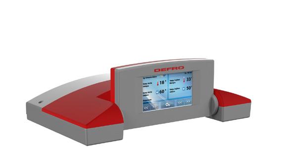 sterowania dodatkowym zaworem mieszającym przy pomocy modułu DERFO MZ WYPOSAŻENIE STEROWNIKA * duży kolorowy wyświetlacz graficzny * panel sterownika umieszczony w konsoli z regulowanym kątem