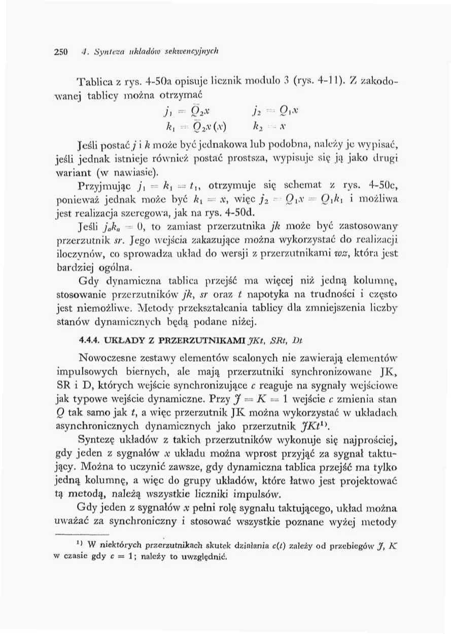 5 4. Synteza układów sekwencyjnych Tablca z rys. 45a opsuje lcznk modulo 3 (rys. 4).