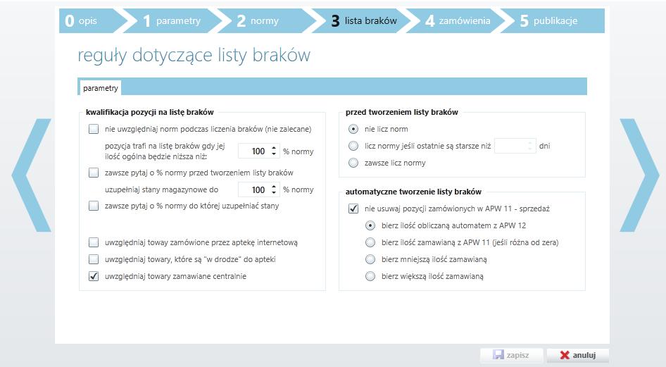 Przykładowe taktyki dla w KS-OmniPharm