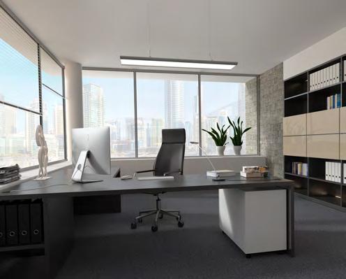 GABINETY MENADŻERSKIE PRODUKTY S4000 LED ANGLE 30 MODERNA 3Z TRANSPARENT 30 31 37 42 PRZYKŁAD Oprawa: MODERNA 3Z Powierzchnia pomieszczenia: 11,33 m2 Liczba opraw: 8 Zużycie energii: 192 W