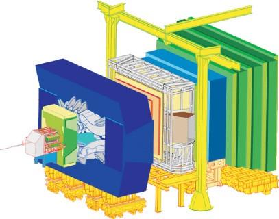 LHCb: Wymiary: 21 m (dług.) x 10 m (wys.) x 13 m (szer.