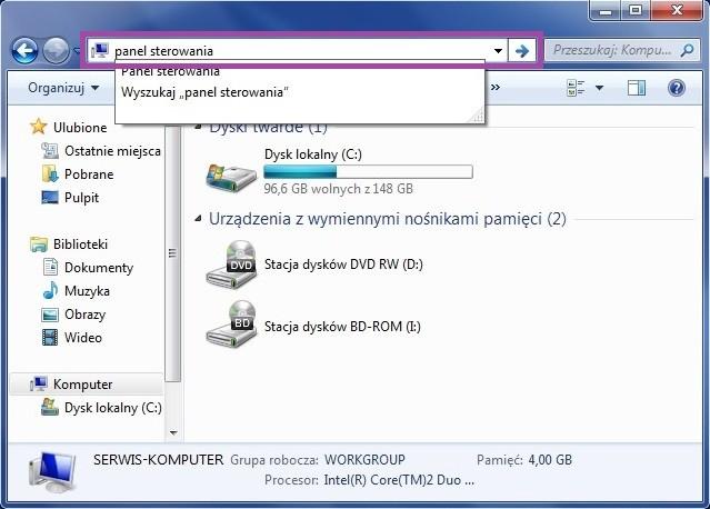 3.2 Windows 7 W tym celu należy uruchomić panel sterowania systemu Windows.