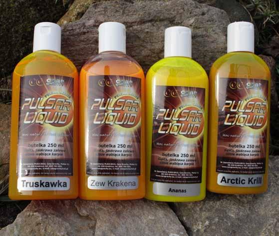 Wyjątkowa seria kulek Kulki Pulsar w FLUO tonących i pływających w bardzo gęstej Zalewie Tonące Pływające Słoik 200ml 15mm zalewie w formie dipu.