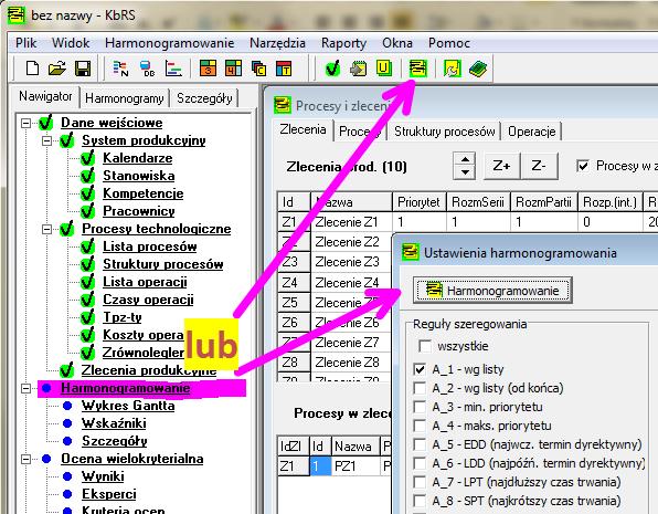 Rys. 17. Uruchamianie procesu harmonogramowania W czasie poszukiwania rozwiązań wyświetlane jest okno informacyjne.