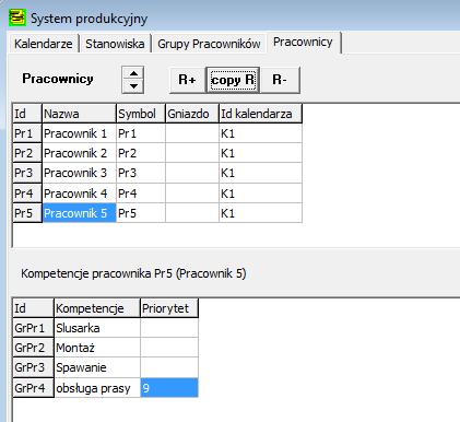 Pracownicy zasoby dodatkowe W zakładce Pracownicy definiowane są zasoby ludzkie i inne zasoby dodatkowe.