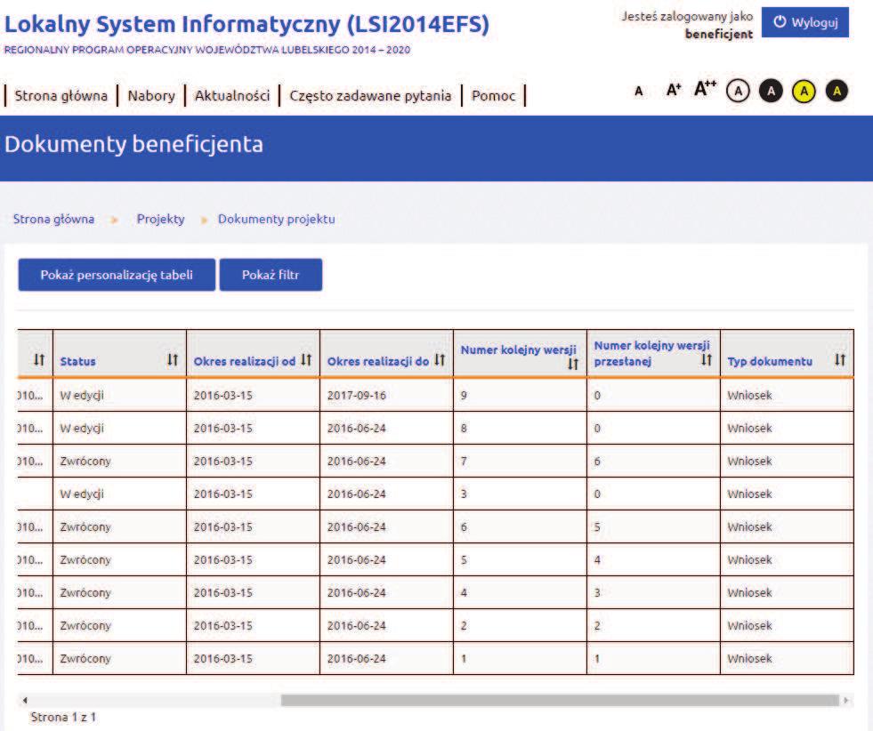 Tworzenie nowej wersji dokumentu możliwe jest w karcie dokumentu (Strona główna-> Projekty-> Dokumenty projektu-> Karta dokumentu-> przycisk Twórz nową wersję).