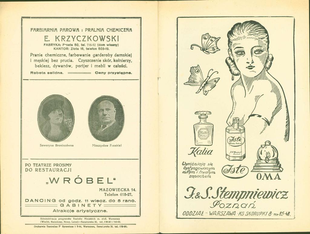 FftRBlflRMin PflROW/i i PRALMIfl CHEMICZlSfl E. KRZYCZKOWSKI FABRYKA: P-osta 60, tel. 716-92 (dom wlaeny) KANTOR: Złota 16, telefon 603-19.