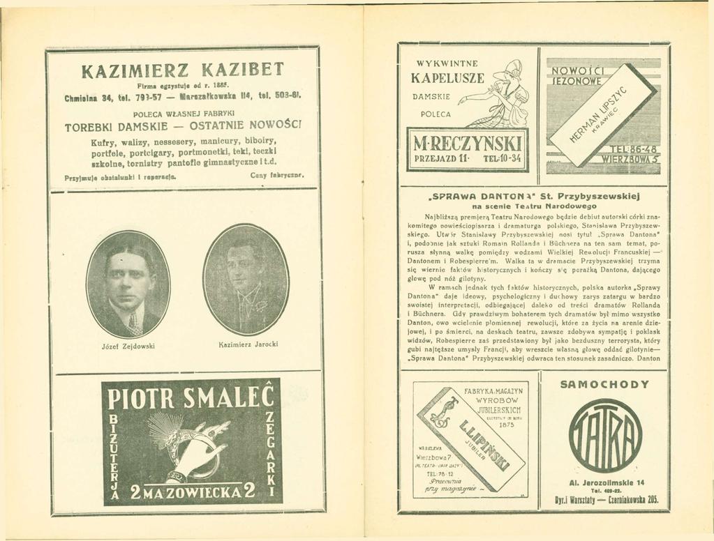 KAZIMIERZ KAZIBET Firma egzystują ad r. 1885. ChniBlM 84, tal. 791-57 Hartzatkowska 114. tal. 503-81.