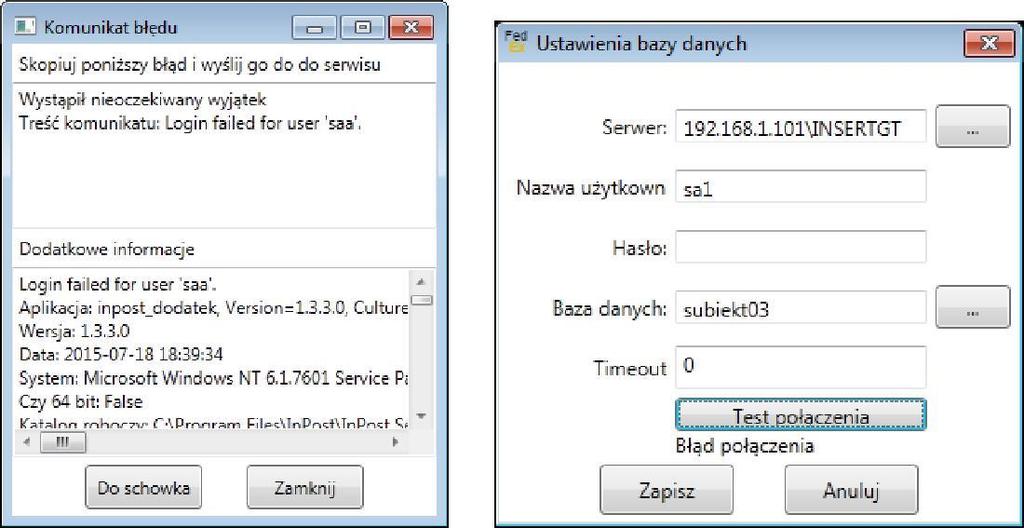 20 W przypadku, gdy knfiguracja będzie nieprawidłwa zstanie wyświetlny kmunikat błędu,