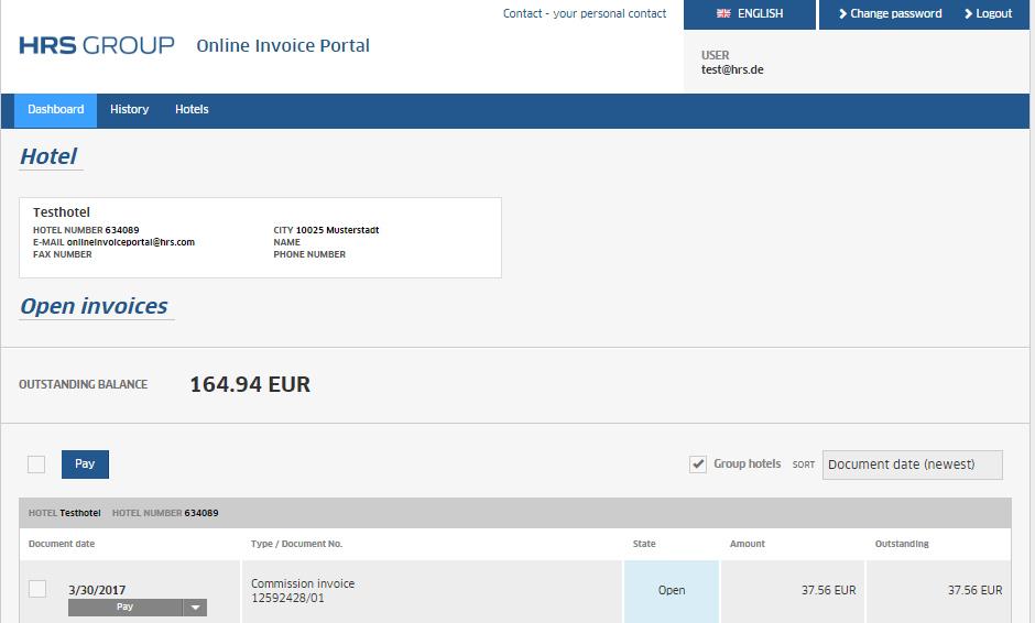 HRS GROUP Online Invoice Portal w skrócie Korzystając z HRS GROUP Online Invoice Portal można: zmienić o daty przyjazdu i wyjazdu o liczbę noclegów, pokoi i dane dotyczące śniadań o cenę pokoju oraz