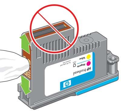 4. Za pomocą niestrzępiącej się szmatki wyczyść połączenia elektryczne, które znajdują się na tylnej stronie głowicy drukującej.
