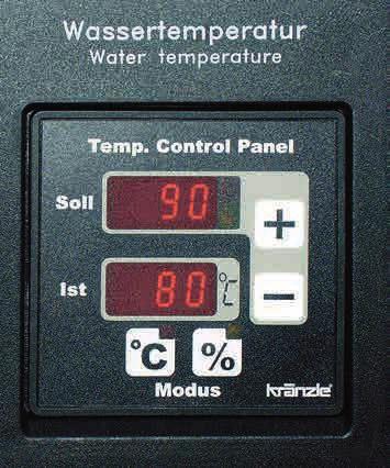 FOTO Regulowana moc palnika Ogrzewane olejem urządzenia Kränzle-therm (wyjątek therm CA/C) są wyposażone w cyfrowy termostat, który umożliwia obecnie pracę w dwóch trybach.