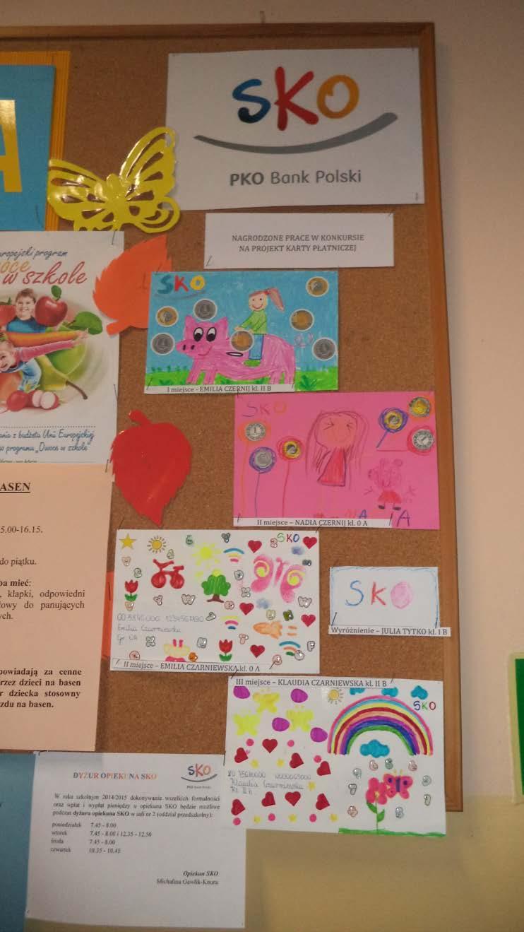 październik 2014 Konkurs plastyczny Październik jest miesiącem oszczędzania. Z tej okazji w naszej szkole został ogłoszony konkurs plastyczny na projekt karty płatniczej.