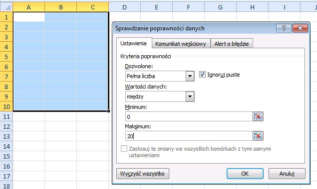 3. KOMUNIKAT ZATRZYMANIA. Ten komunikat uniemożliwia wprowadzenie niepoprawnych danych.