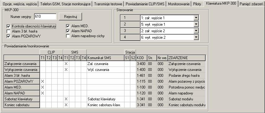 Kontrola obecności klawiatury opcję należy włączyć, jeżeli moduł ma kontrolować obecność klawiatury. Moduł będzie wówczas analizował transmisje wysyłane okresowo przez klawiaturę.