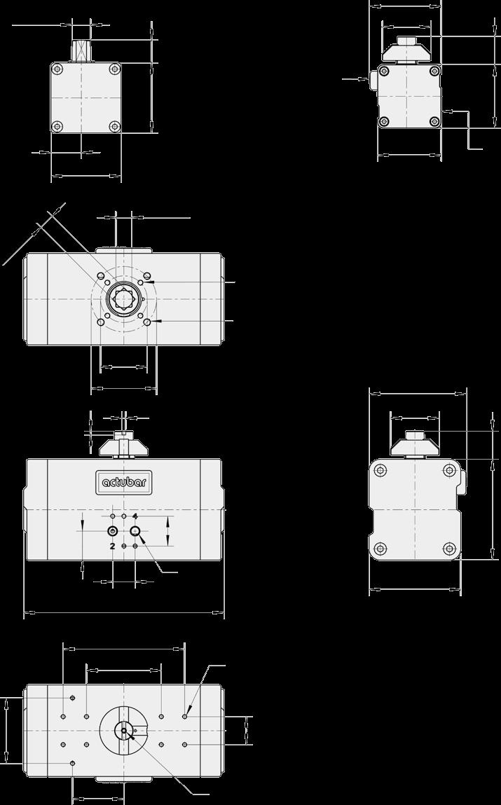 Schemat siłownika actubar typu A / AS-001 do A / AS-230 Typ A-001 Typ A/AS-004 and A/AS-006 Z10 ø12 ø52 C 15 30