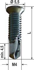 mm Numer artykułu Opis wyrobu Wymiar Opak. 2117100-4-13 Wkręt do cienkiej blachy, łeb stożk.