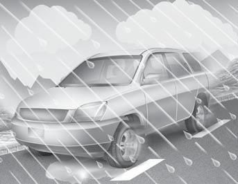 Jazda samochodem Hyundai 1VQA3003 E110500AUN Jazda w deszczu Deszcz i mokra nawierzchnia mogą być niebezpieczne, zwłaszcza gdy kierowca nie jest na nie przygotowany.