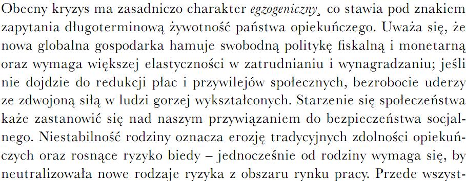 Retoryka kryzysu towarzysząca rozwojowi zabezpieczenia społecznego G.