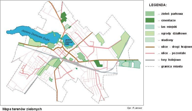 Lokalizacja terenów zielonych i zbiorników wodnych na obszarze miasta Szczytno: Istotnym elementem zagospodarowania przestrzennego w powiązaniu ze środowiskiem jest realizacja zrównoważonego