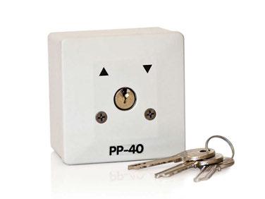 SYSTEMY PRZEWIETRZANIA 230VAC PRZEŁĄCZNIKI PRZEWIETRZANIA PP-40 PRZEŁĄCZNIK PRZEWIETRZANIA KLUCZYKOWY Zastosowanie: Przełącznik przewietrzania kluczykowy służy do ręcznego sterowania położenia klap