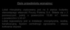 Opis przedmiotu wynajmu: Pokój Lokal mieszkalny usytuowany
