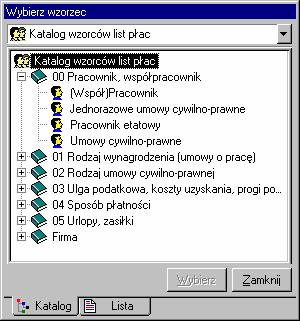 264 Rys. 6-15 Okno wyboru wzorca. Okno Wybierz wzorzec składa się z dwóch okien wyboru przełączanych za pomocą listków zakładek w dole okna.